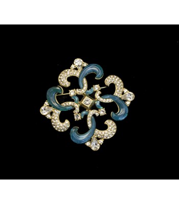 Blue and Faux Diamond Brooch